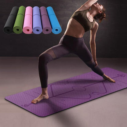 Non-slip Yoga Mat with position lines: Ideal for beginners!