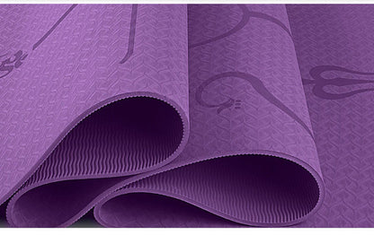 Non-slip Yoga Mat with position lines: Ideal for beginners!