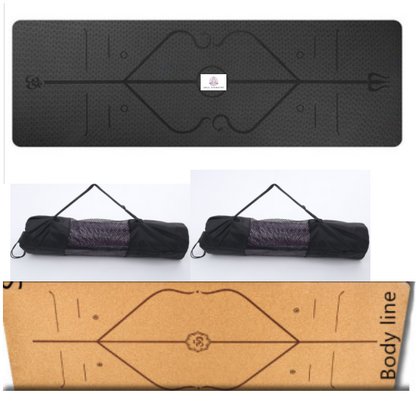 Non-slip Yoga Mat with position lines: Ideal for beginners!