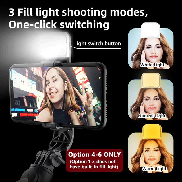 3 in 1 Wireless Selfie Stick Tripod with Flash Light